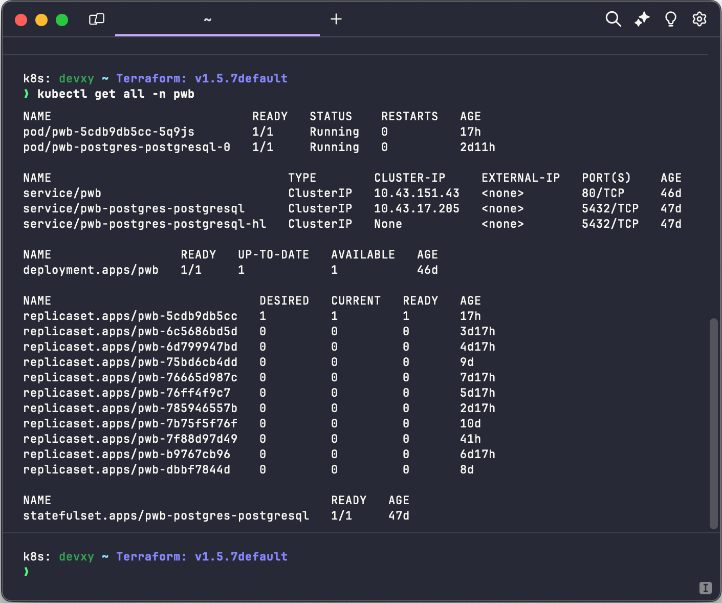 Exemplary output from Posit Workbench Kubernetes deployment
